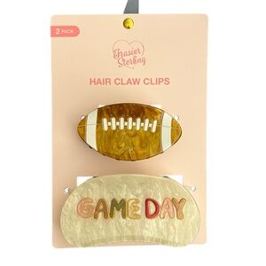 Game Day Football Set Of 2 Claw Hair Clips By Fraiser Sterling New With Tags